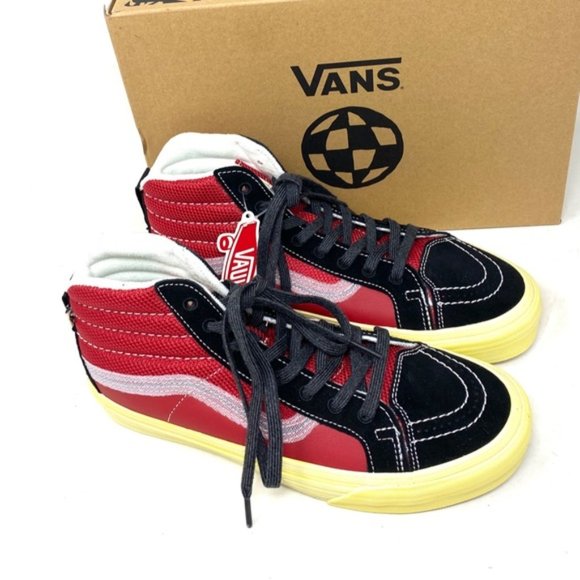 VANS Sk8-Hi Notchback Split VR3 Shoes Women Leather Red Black Canvas VN0A5FBH458 - Picture 7 of 9